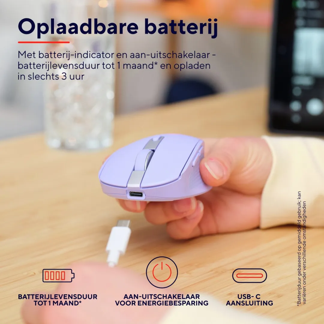 Trust Ozaa Compact 25388 Draadloze Muis - Paars