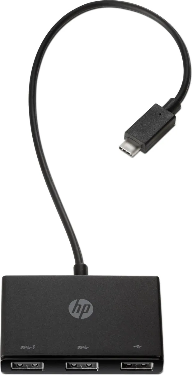 HP USB-C naar USB-A Adapter Z6A00AA#AC3 - 3 Poorten - Zwart - afbeelding 2 van 4