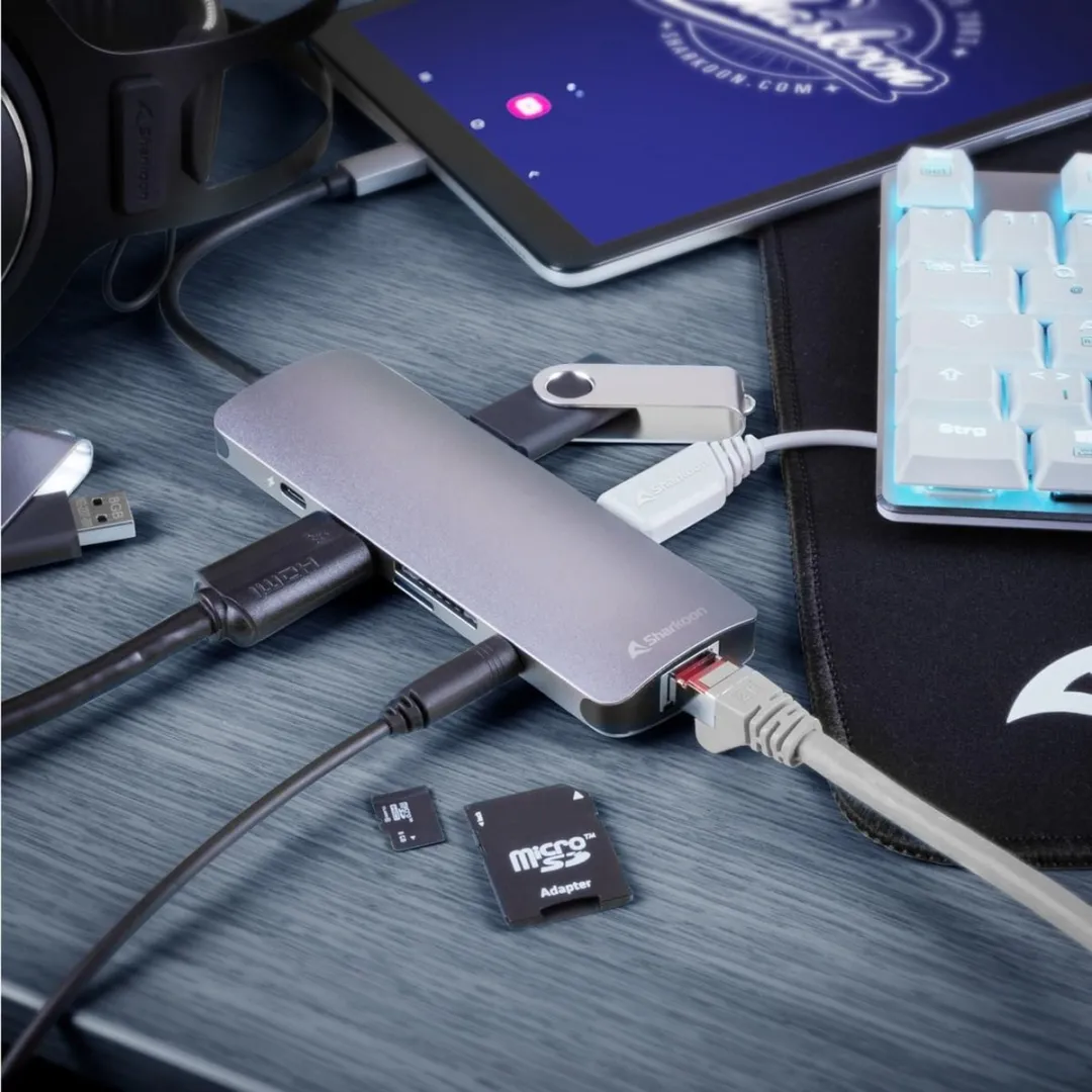 Sharkoon USB 3.0 Hub 4 Poorten - Grijs
