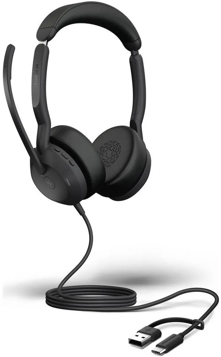 Jabra Evolve2 50 Headset - Bedraad - USB Type-C/Type-A - Bluetooth - Zwart
