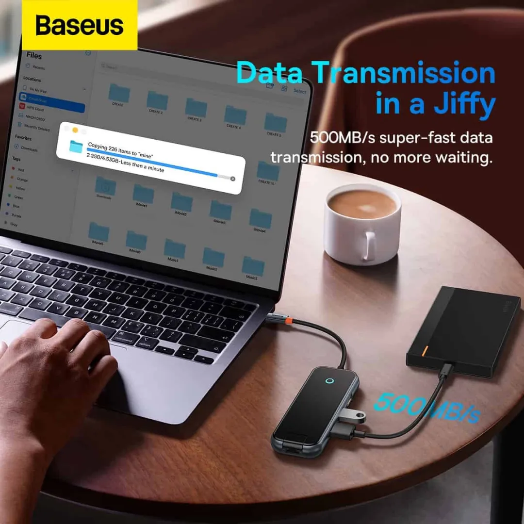 Baseus AcmeJoy WKJZ010313 USB-C Adapter - Grijs