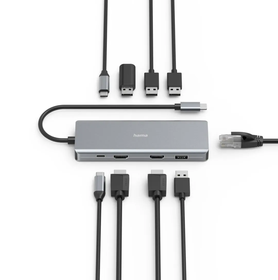 Hama Connect2Media 00200142 USB-Hub 9 Poorten - Grijs