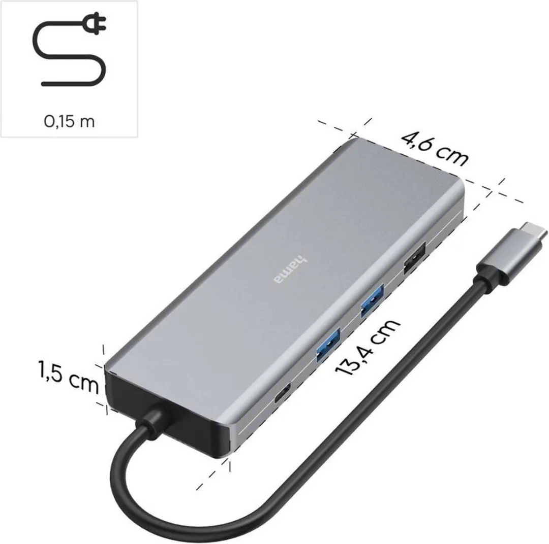 Hama Connect2Media 00200142 USB-Hub 9 Poorten - Grijs