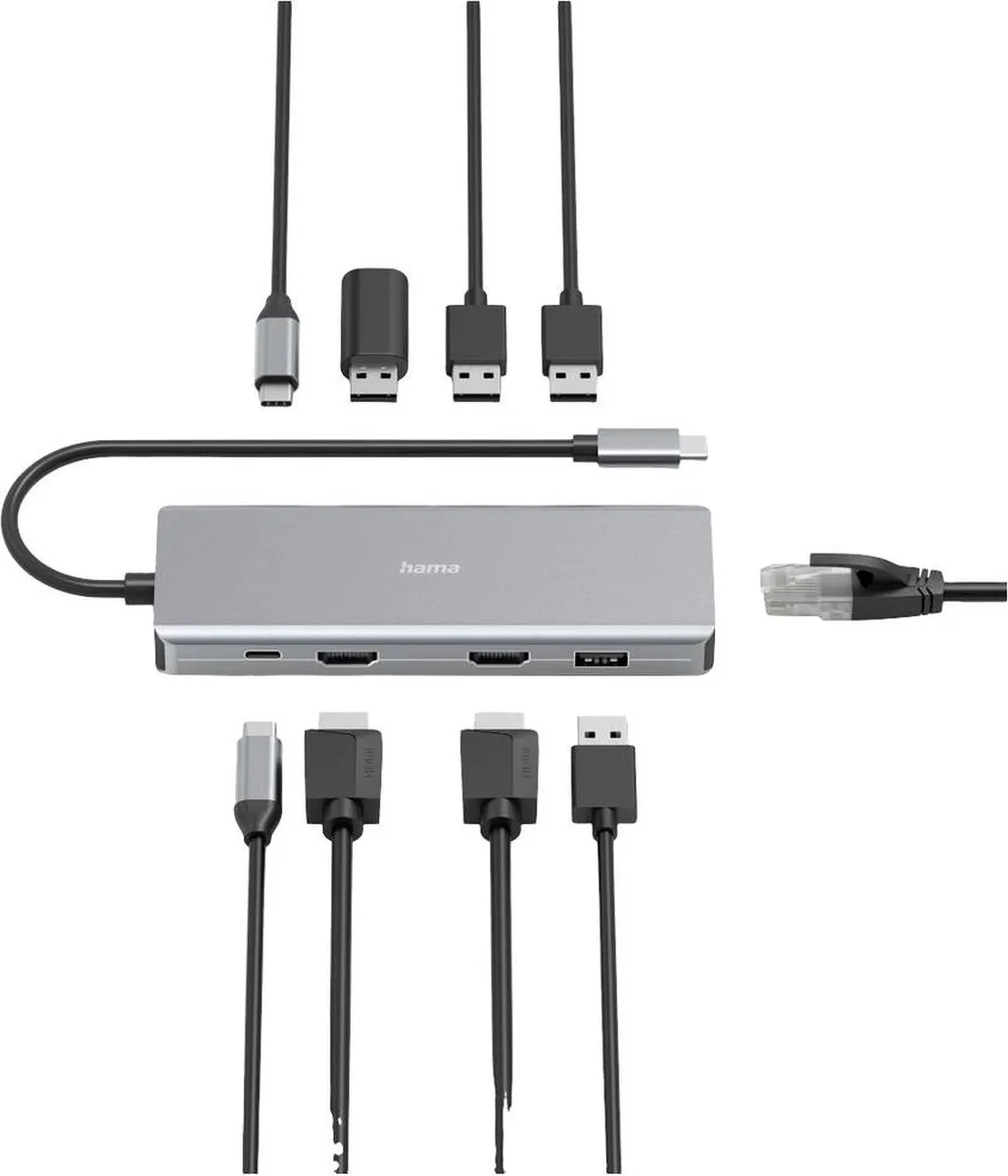 Hama Connect2Media 00200142 USB-Hub 9 Poorten - Grijs