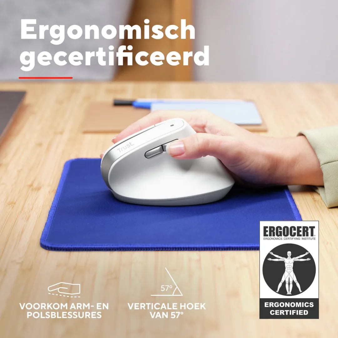 Trust Bayo V2 Draadloze Ergonomische Muis - Verticaal - Wit