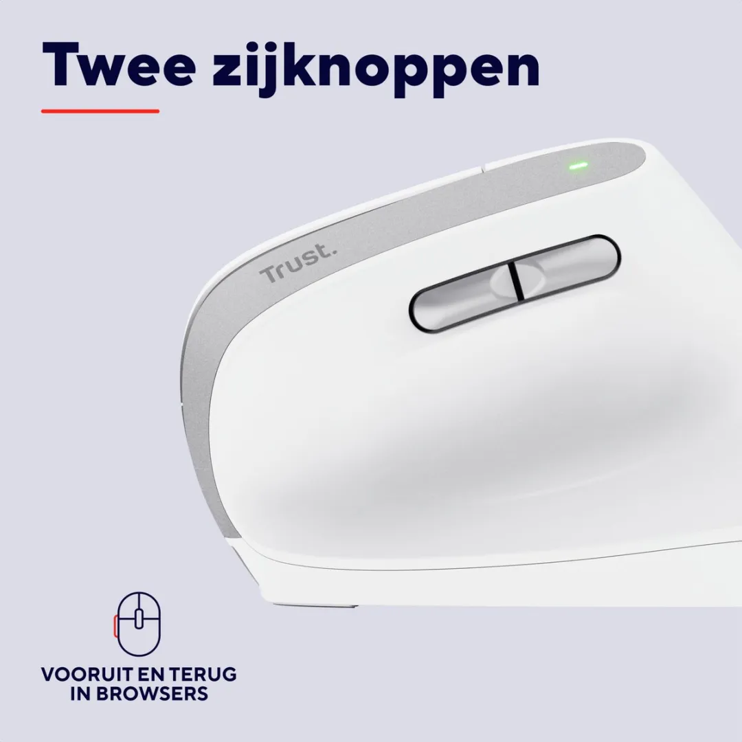 Trust Bayo V2 Draadloze Ergonomische Muis - Verticaal - Wit