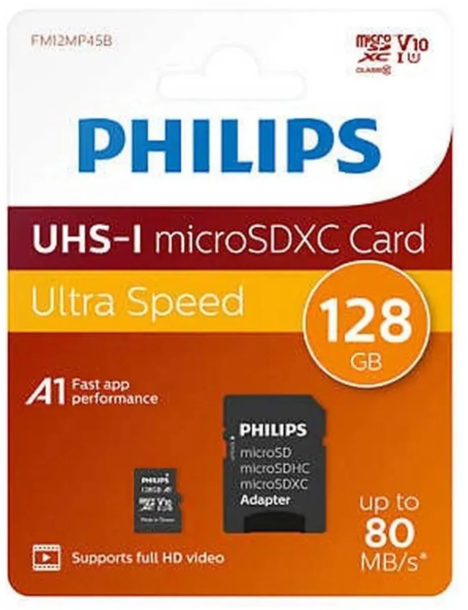 Philips microSDCX FM12MP45B/00 Geheugenkaart 128GB - Class 10 UHS-I U1