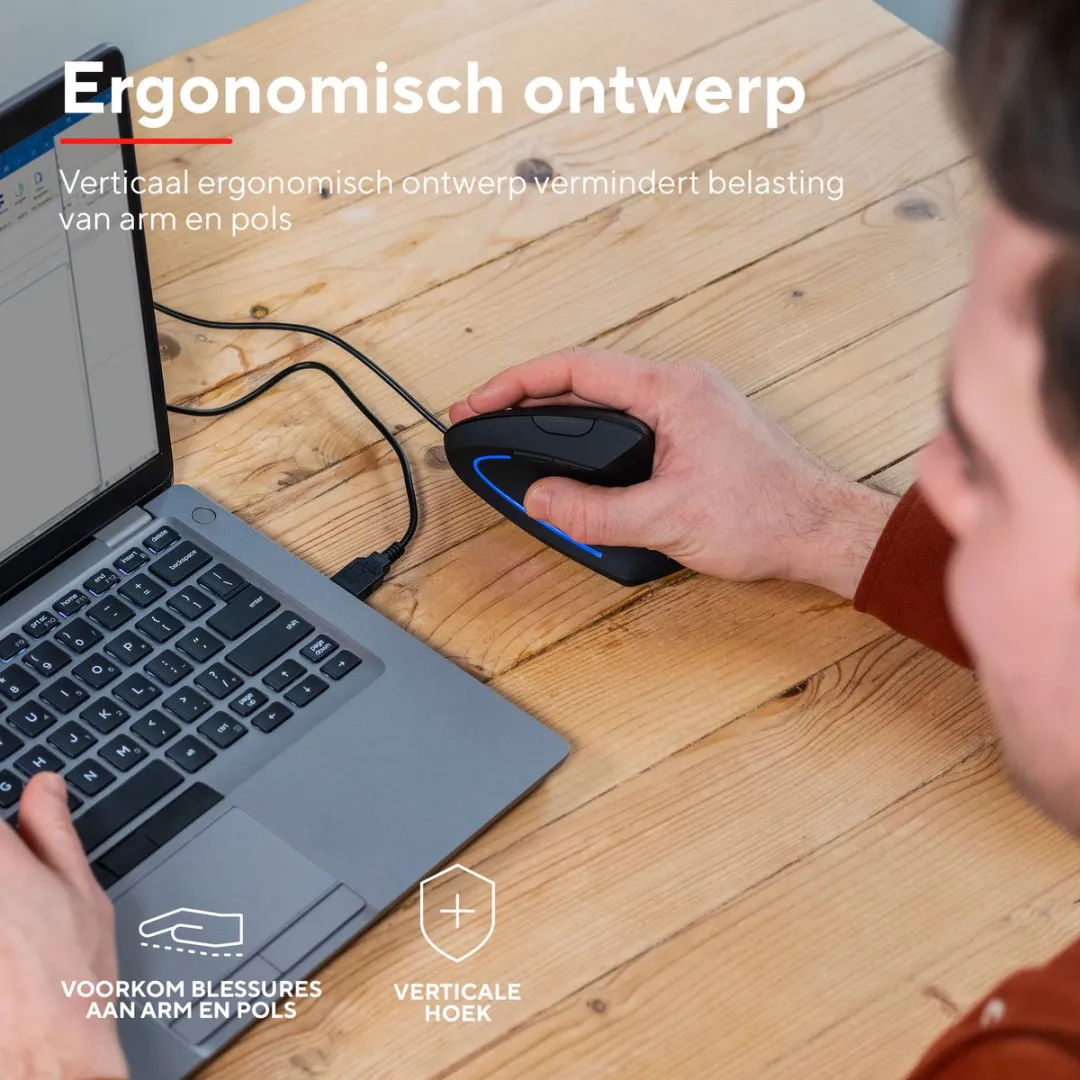 Trust Verto 22885 Verticale Bedrade Ergonomische Muis - Grijs