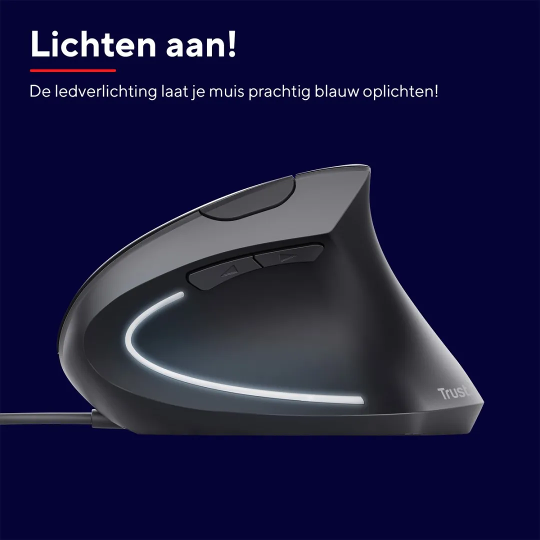 Trust Verto 22885 Verticale Bedrade Ergonomische Muis - Grijs
