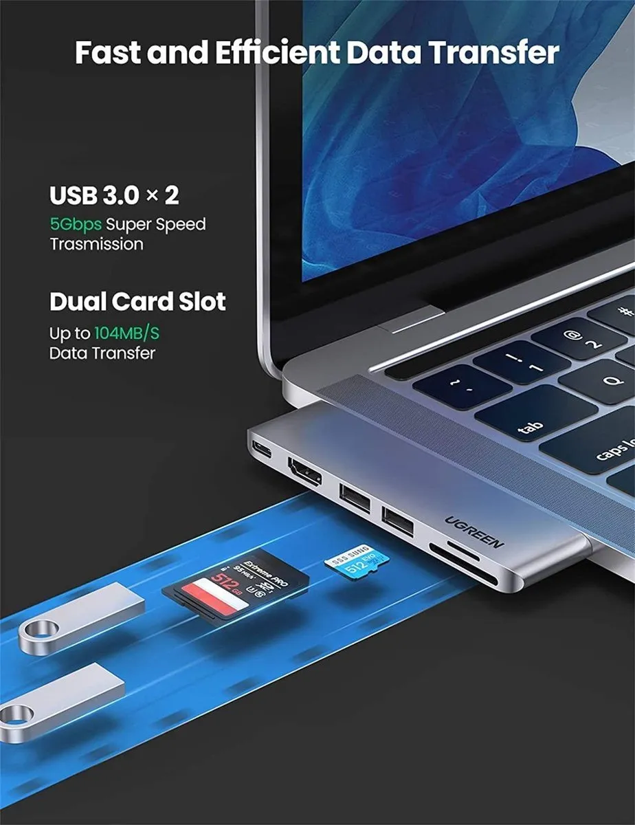 Ugreen CM380 USB-C Multiport Adapter - Grijs