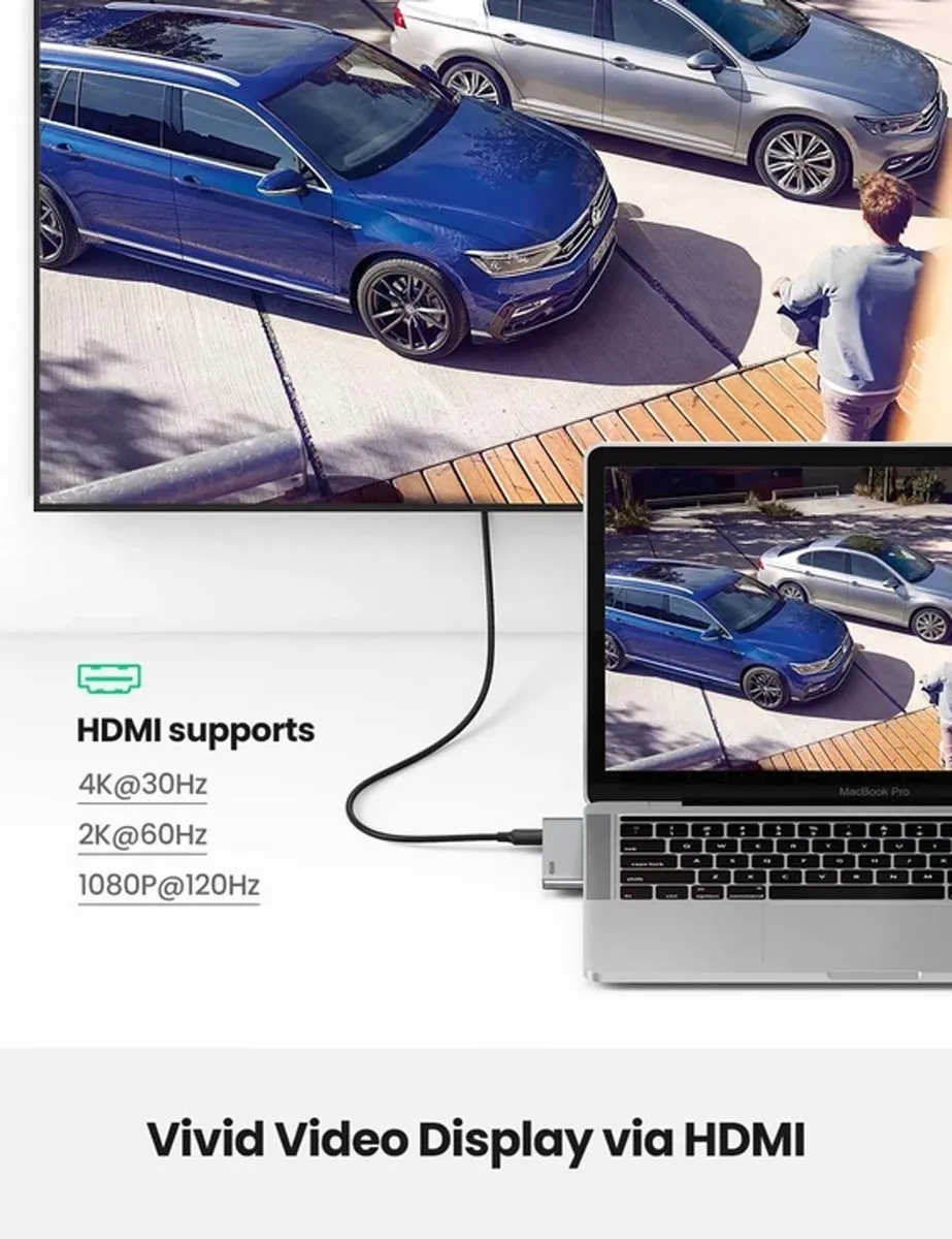 Ugreen CM380 USB-C Multiport Adapter - Grijs - afbeelding 6 van 6