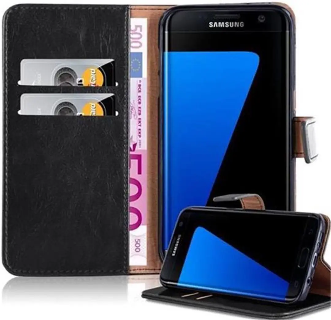 Cadorabo Hoesje geschikt voor Samsung Galaxy S7 EDGE in ZWART GRAFIET