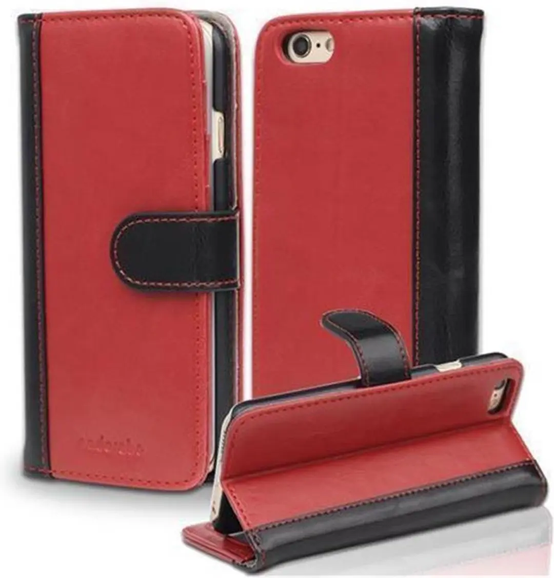 Cadorabo Hoesje geschikt voor Apple iPhone 6 / 6S in ROOD ZWART