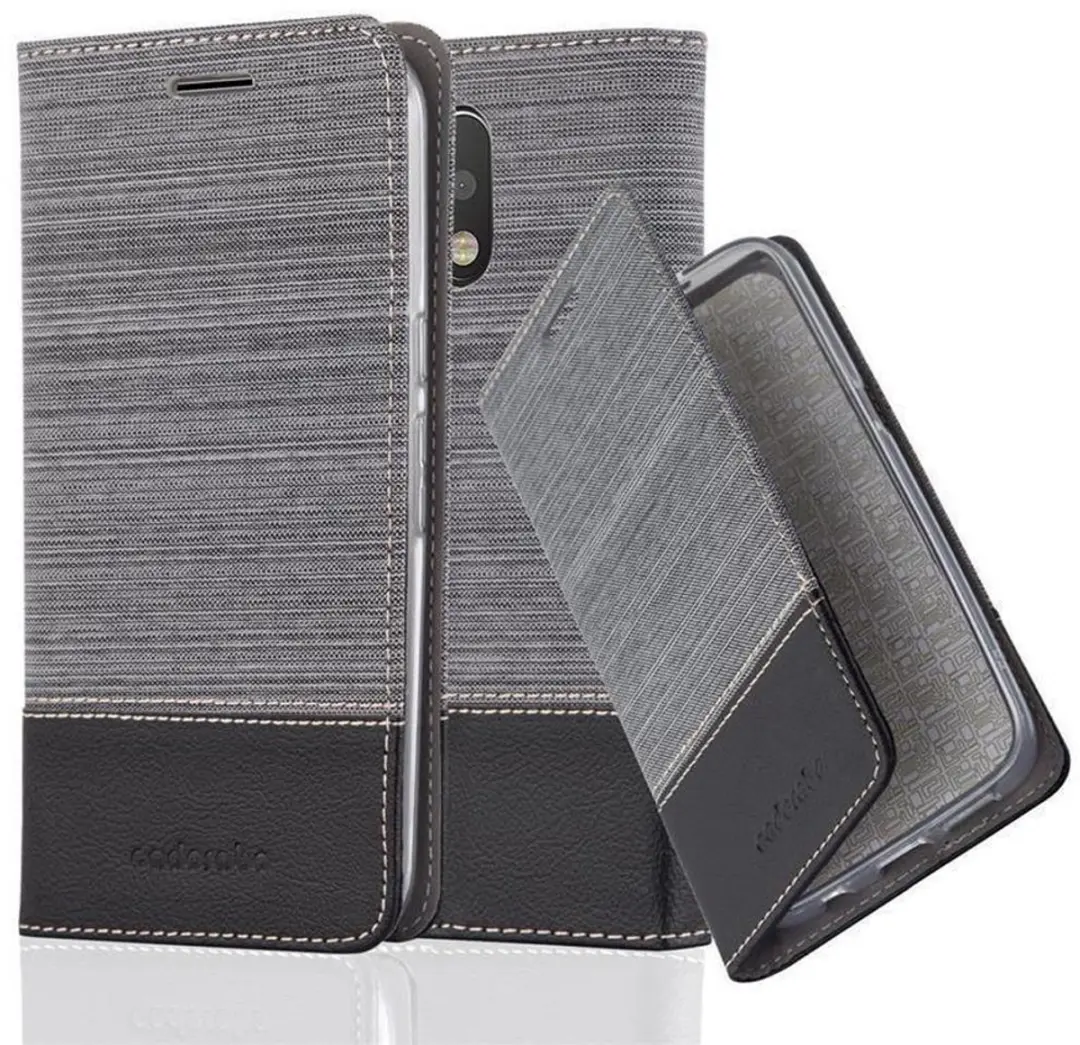 Cadorabo Hoesje geschikt voor Motorola MOTO G4 / G4 PLUS in GRIJS ZWART