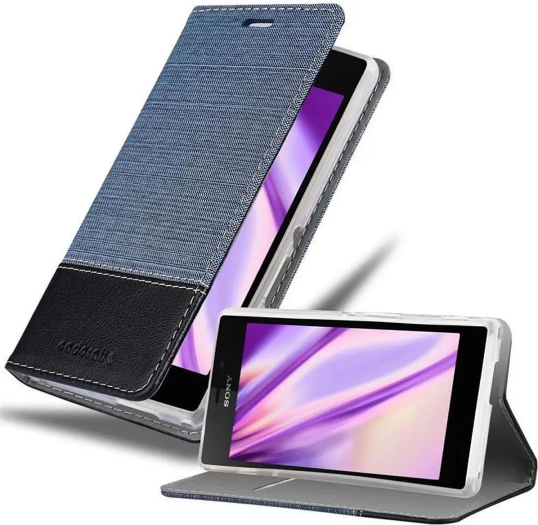 Cadorabo Hoesje geschikt voor Sony Xperia M2 / M2 AQUA in DONKERBLAUW ZWART