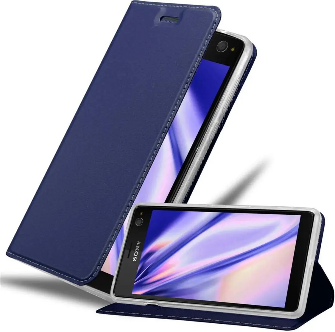 Cadorabo Hoesje geschikt voor Sony Xperia C4 in CLASSY DONKER BLAUW