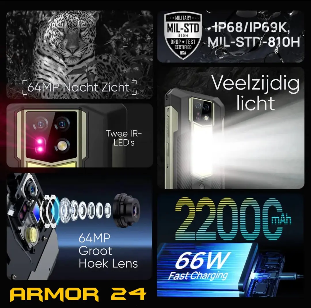 Ulefone Armor 24 Robuuste Smartphone - 256GB - Zwart - afbeelding 6 van 6