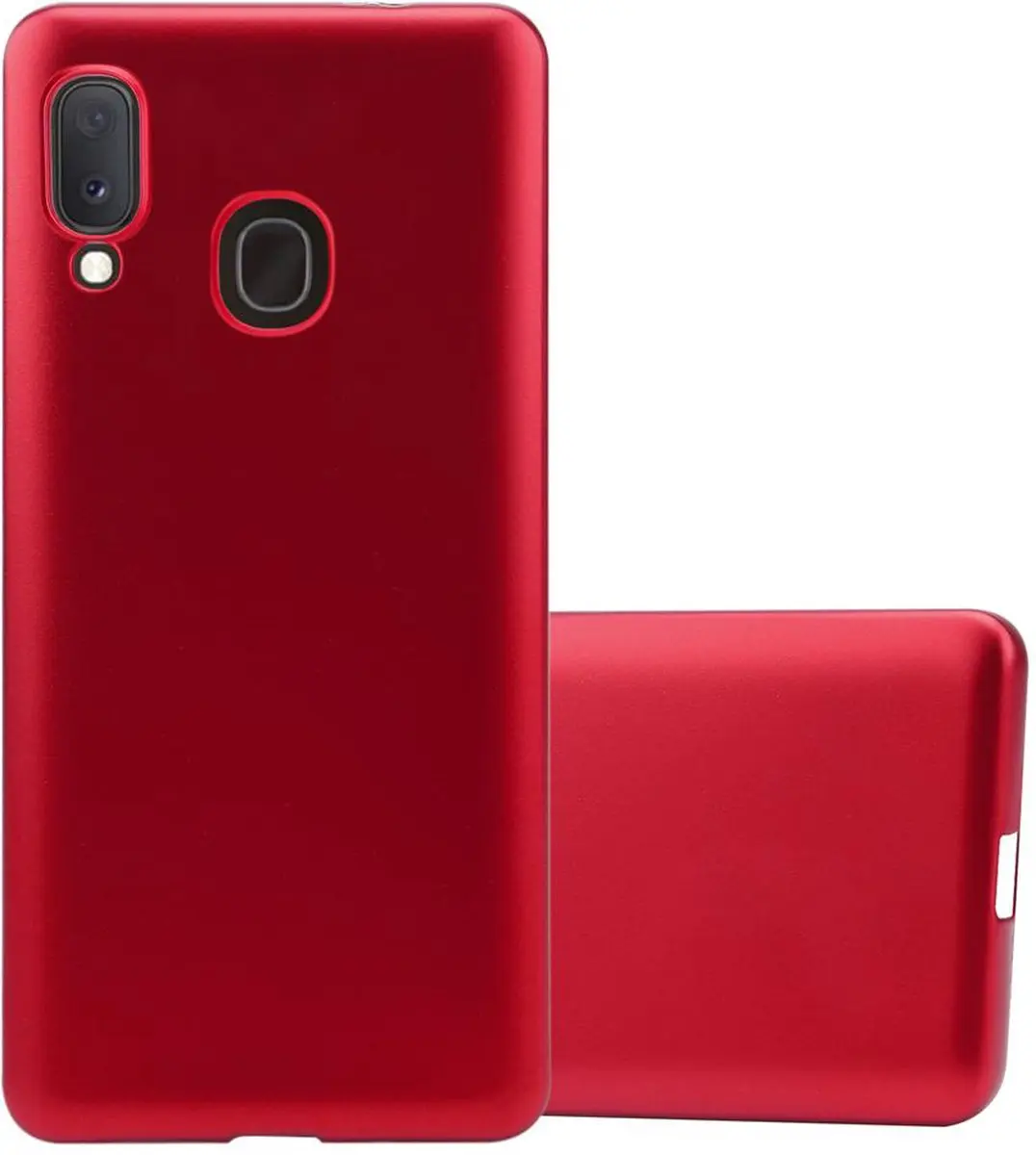 Cadorabo Hoesje geschikt voor Samsung Galaxy A10e / A20e in METALLIC ROOD