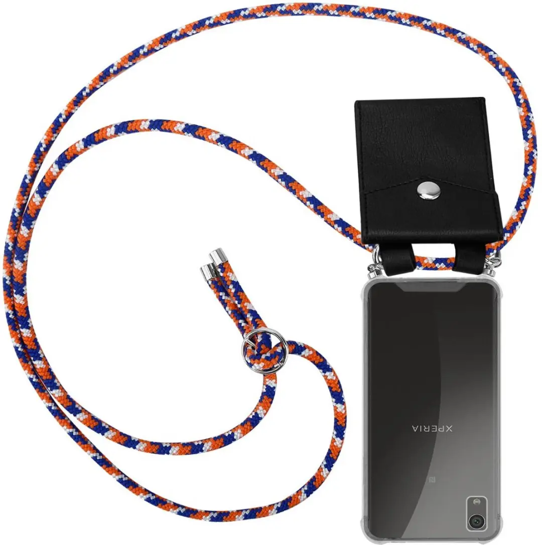 Cadorabo Hoesje geschikt voor Sony Xperia XA1 PLUS in ORANJE BLAUW WIT