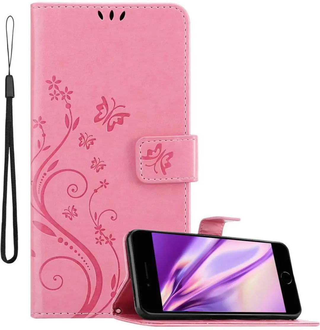 Cadorabo Hoesje geschikt voor Apple iPhone 7 / 7S / 8 / SE 2020 in BLOEMEN ROZE