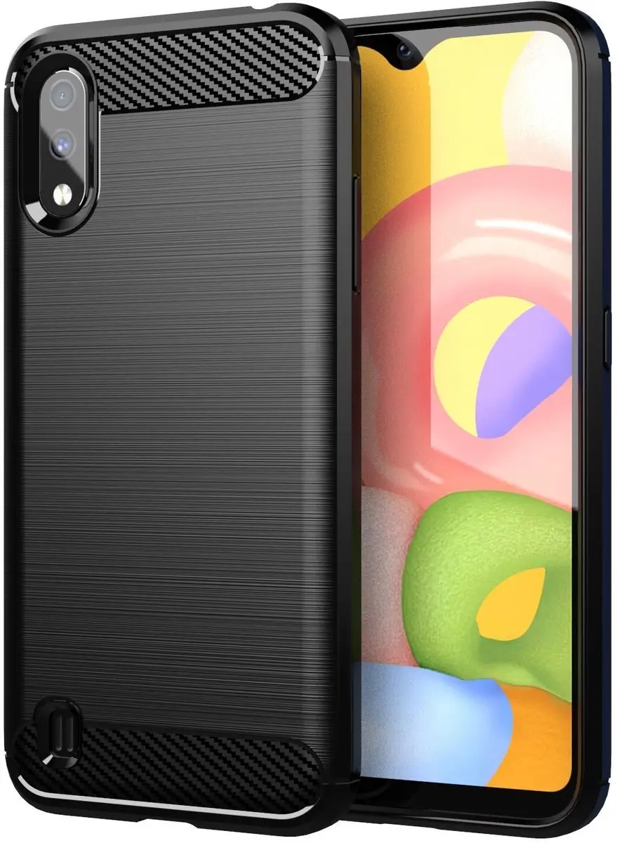 Cadorabo Hoesje geschikt voor Samsung Galaxy A01 in Brushed Zwart