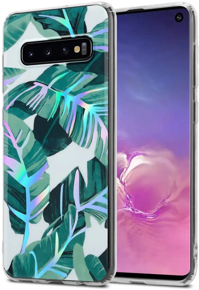 Cadorabo Hoesje geschikt voor Samsung Galaxy S10 4G in BANANEN BLADEREN