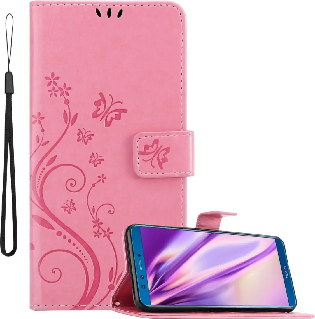 Cadorabo Hoesje geschikt voor Honor 9X LITE in BLOEMEN ROZE