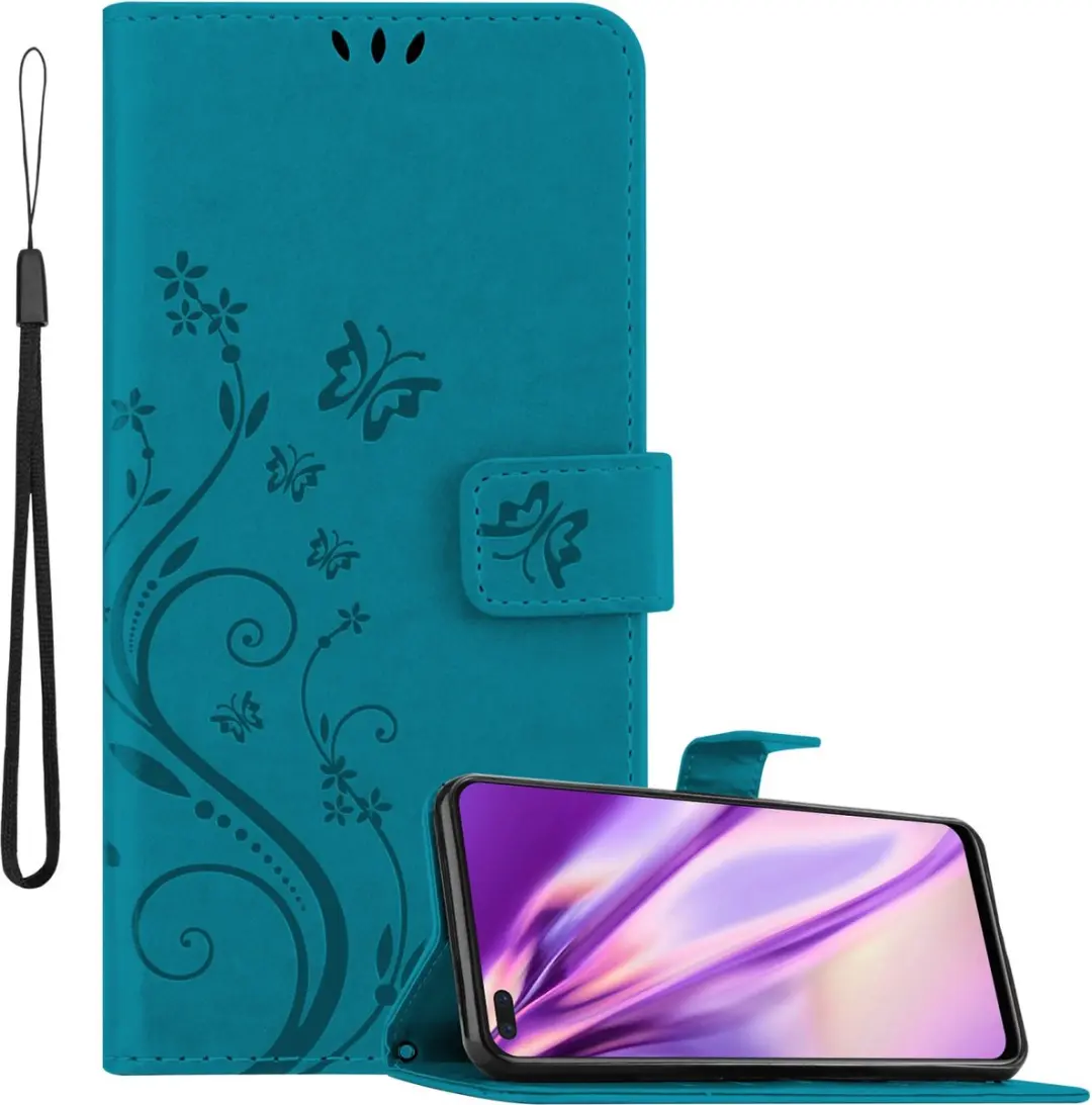 Cadorabo Hoesje geschikt voor Realme 6 PRO in BLOEMEN BLAUW