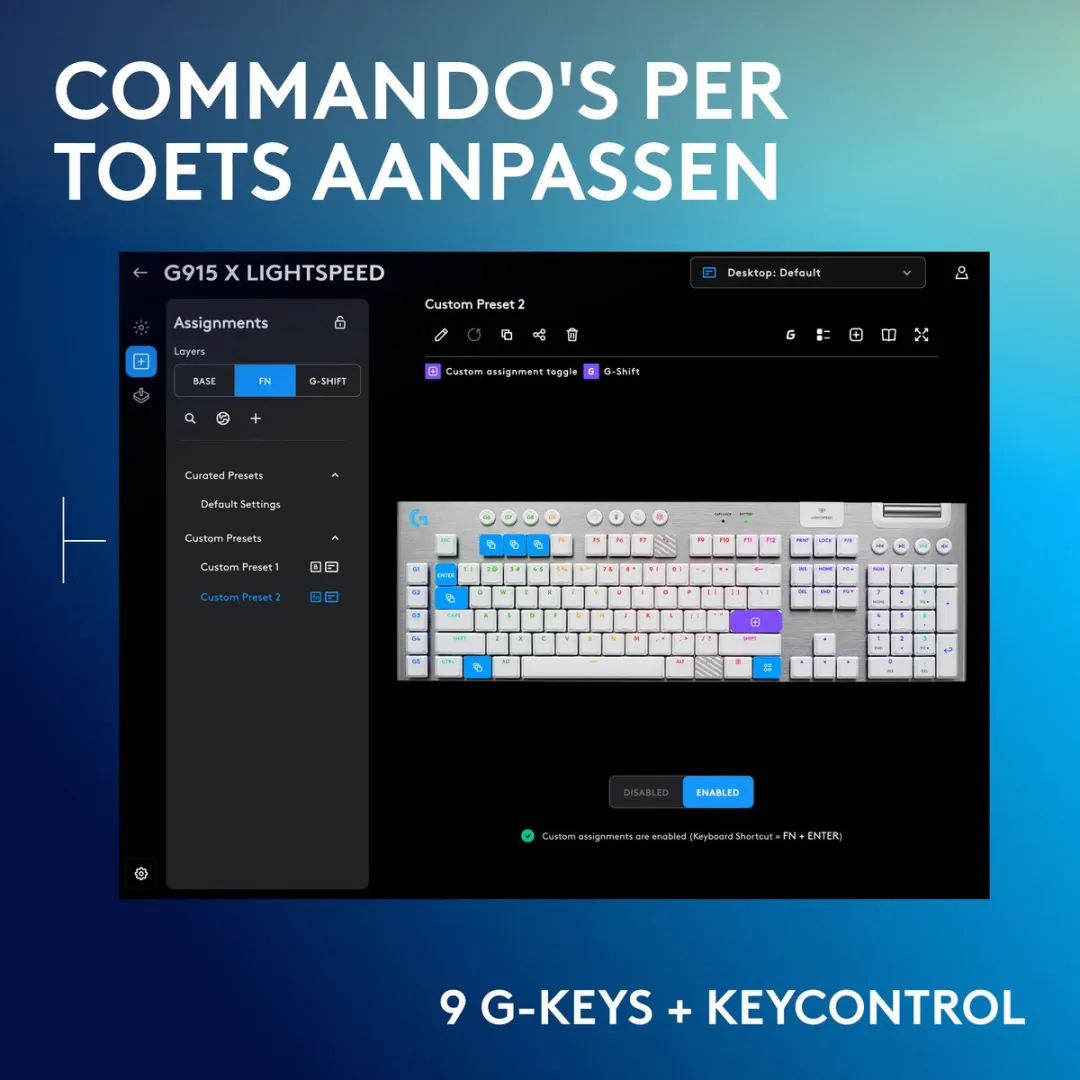Logitech G915 X Lightspeed - Draadloos Gaming Toetsenbord - Tactile - Qwerty - Wit