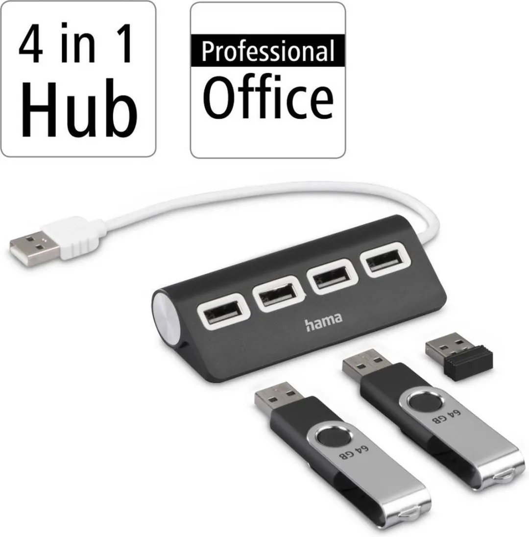 Hama USB Hub 00200119 - 1 Poort - Zwart