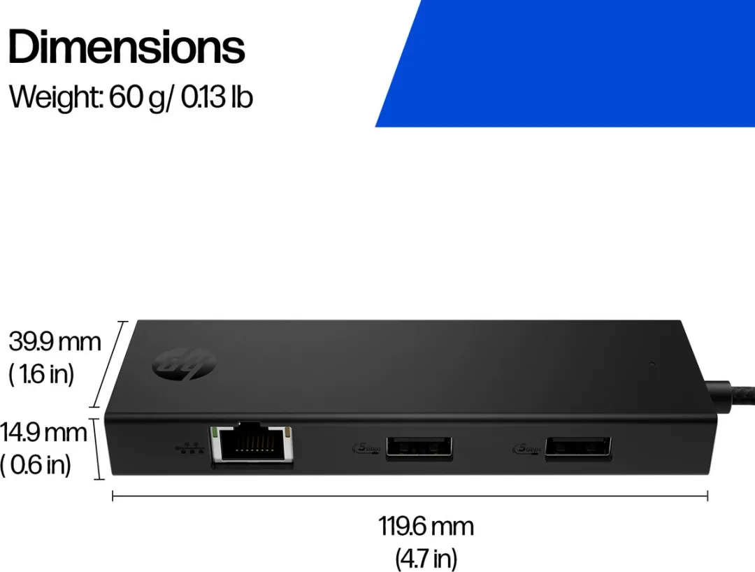HP PRTBLE USB-C HUB B8SV8AA#ABB - Zwart