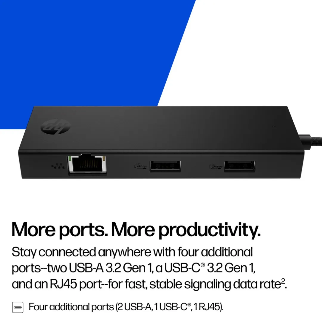 HP PRTBLE USB-C HUB B8SV8AA#ABB - Zwart