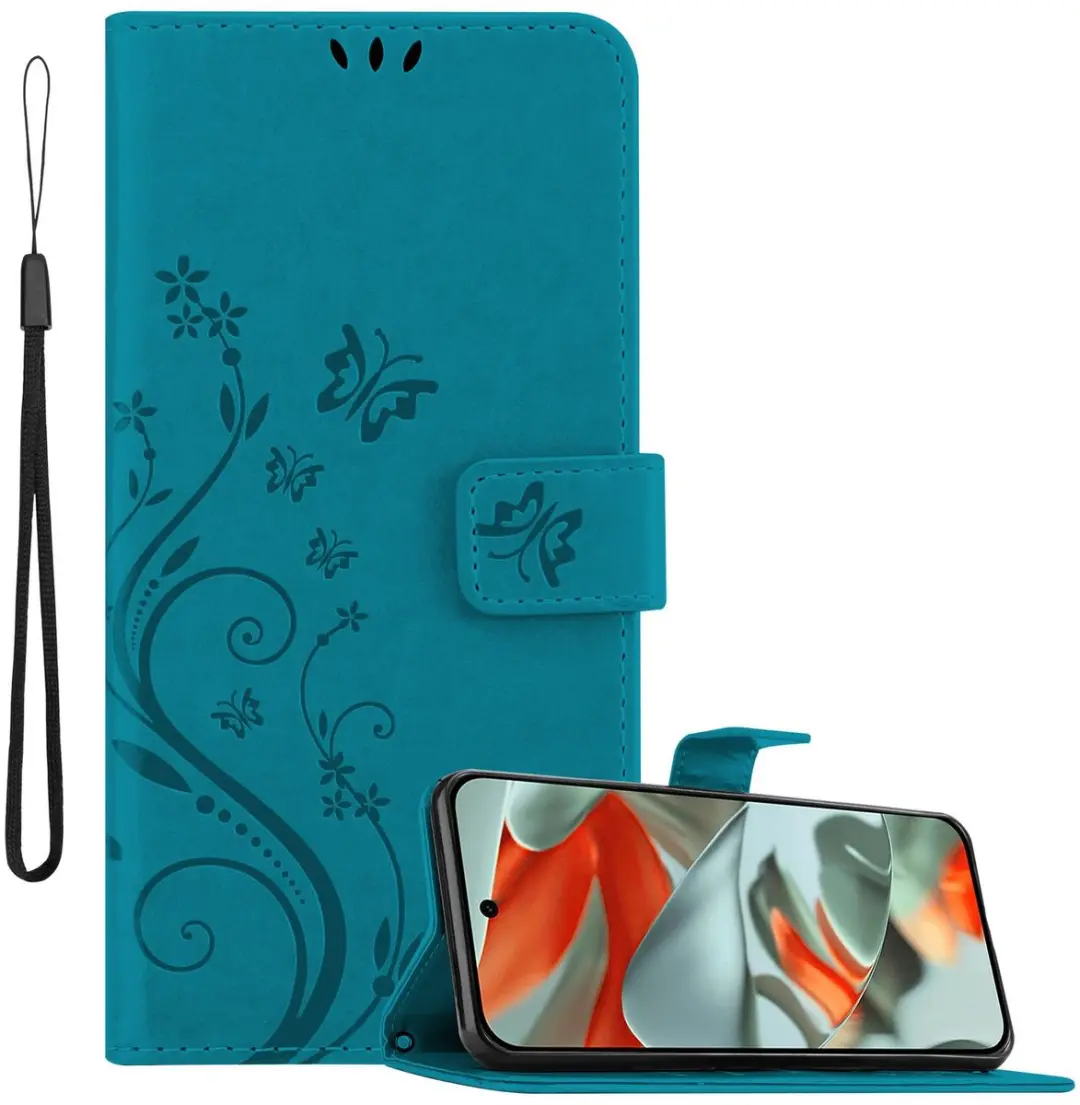 Cadorabo Hoesje geschikt voor Google Pixel 9 PRO XL in BLOEMEN BLAUW