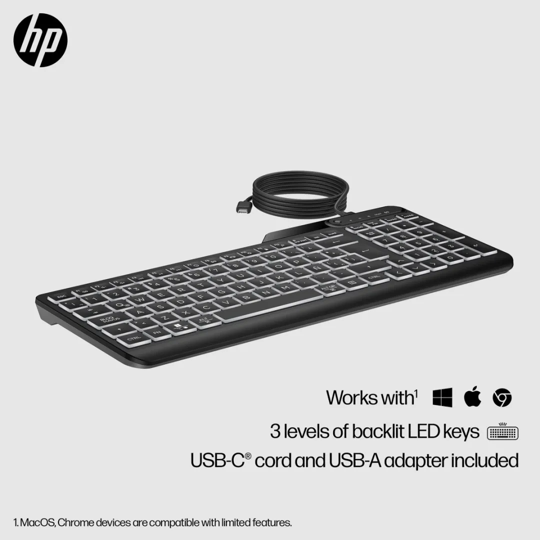 HP 405 Backlit Toetsenbord 7N7C1AA#ABB - Zwart
