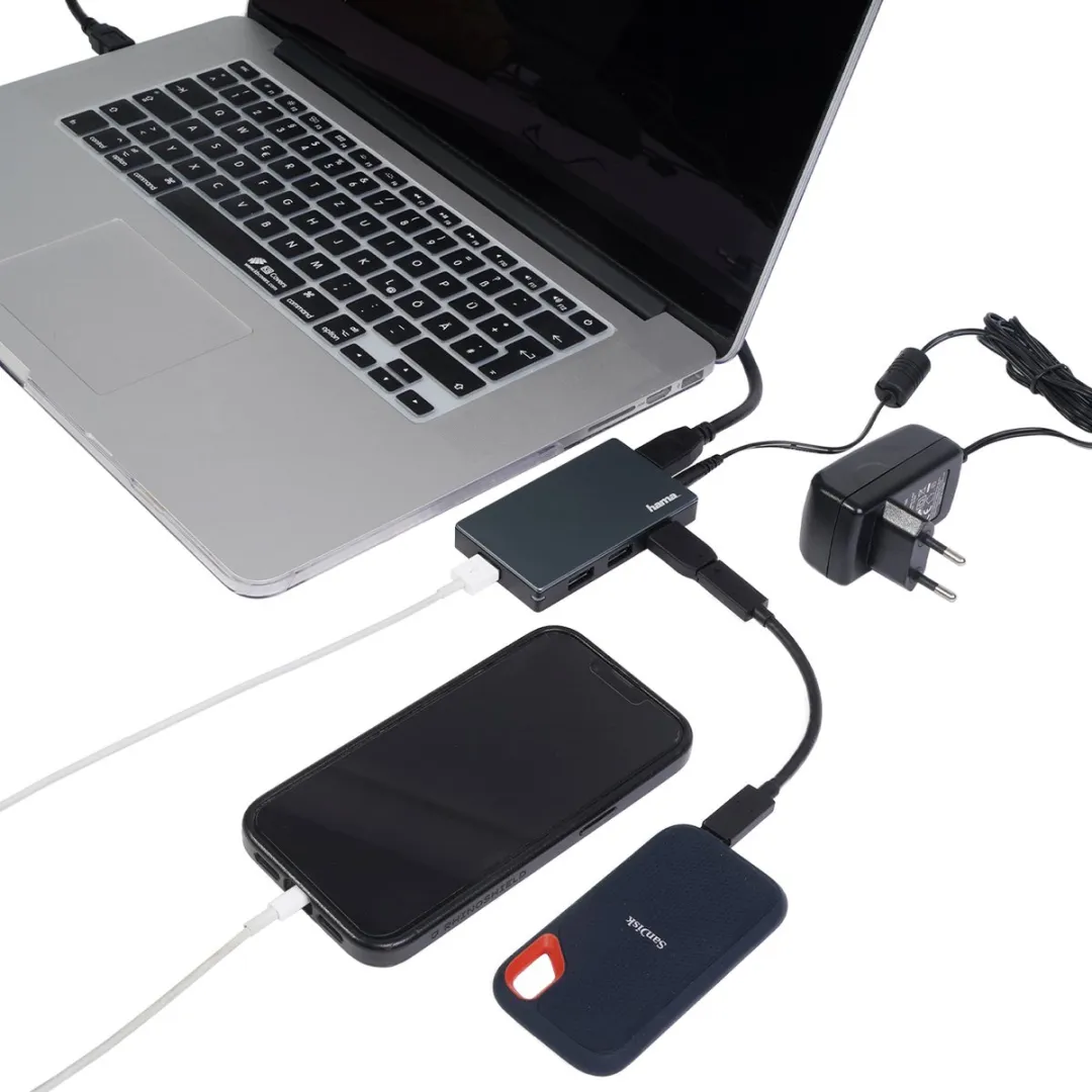 Hama USB 3.0 Hub 4 Poorten 00200115 - Grijs