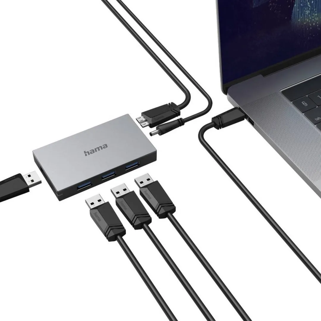 Hama USB 3.0 Hub 4 Poorten 00200115 - Grijs