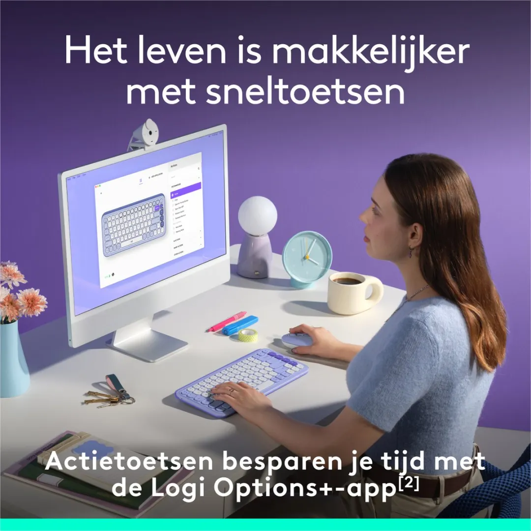 Logitech POP Icon Keys Draadloos Toetsenbord - QWERTY US - Lila