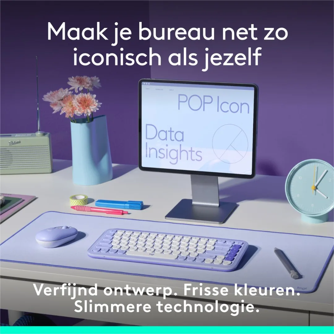 Logitech POP Icon Keys Draadloos Toetsenbord - QWERTY US - Lila