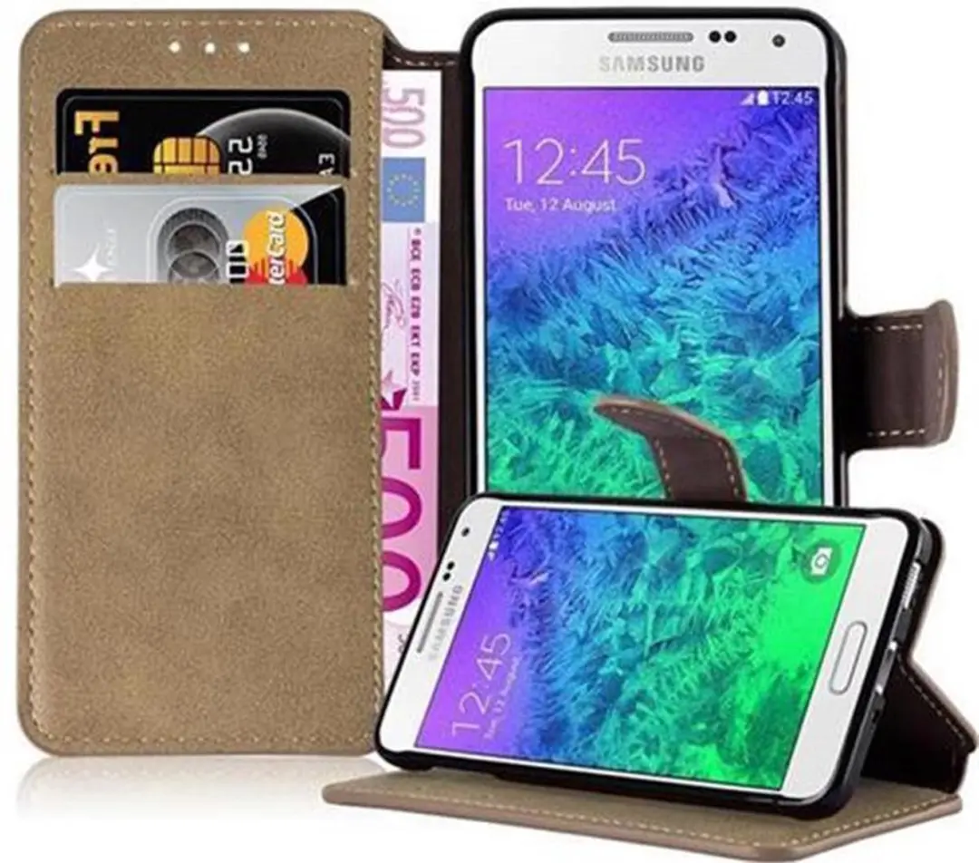 Cadorabo Hoesje geschikt voor Samsung Galaxy ALPHA in MAT ZAND BRUIN