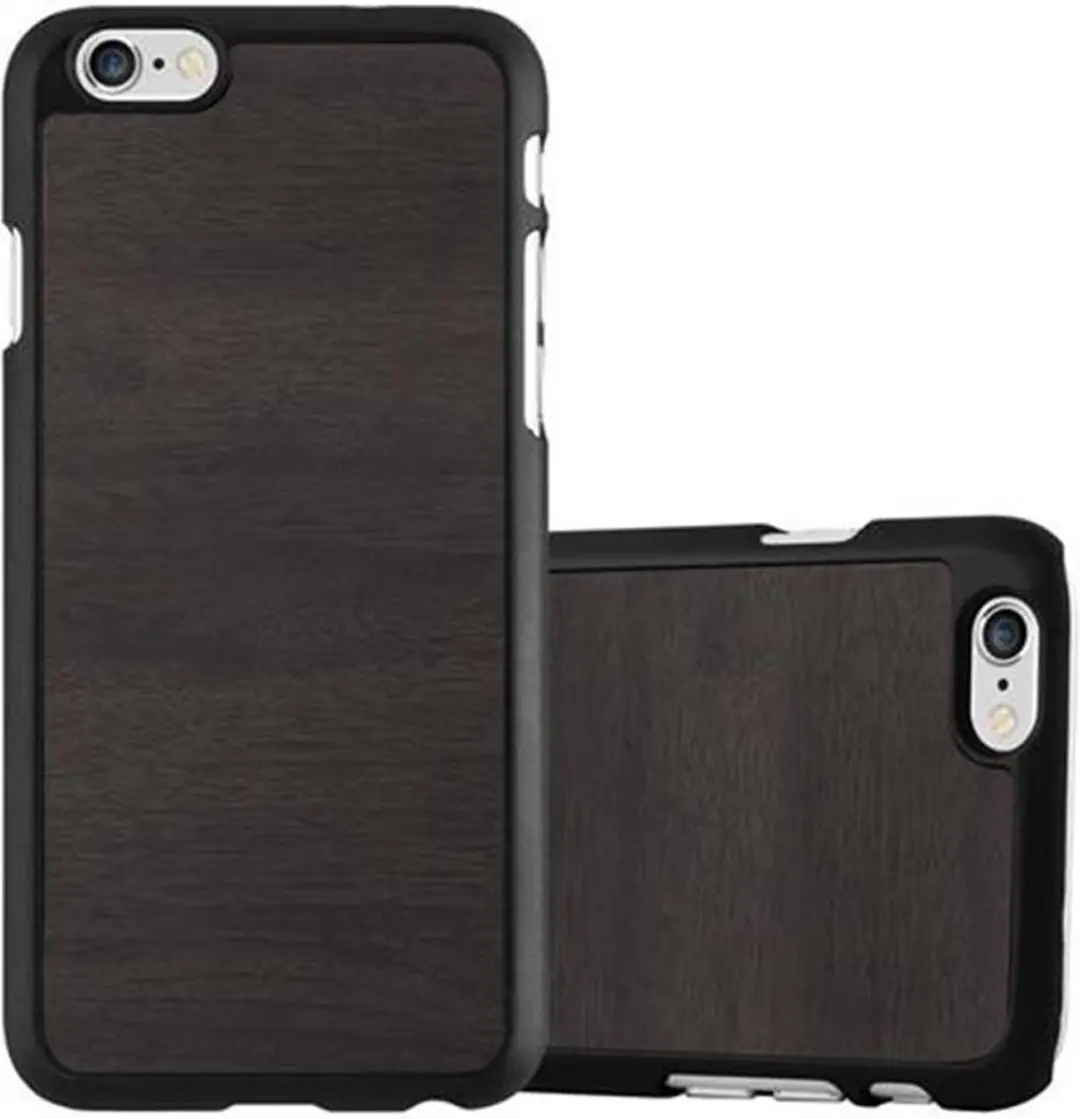 Cadorabo Hoesje geschikt voor Apple iPhone 6 / 6S in WOODY ZWART