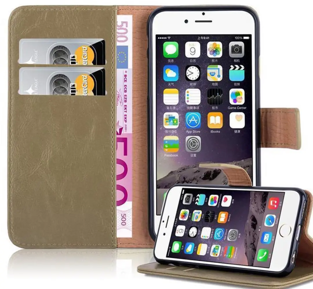 Cadorabo Hoesje geschikt voor Apple iPhone 6 PLUS / 6S PLUS in CAPPUCCINO BRUIN