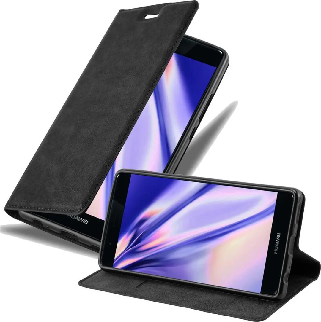Cadorabo Hoesje geschikt voor Huawei P9 PLUS in ZWARTE NACHT