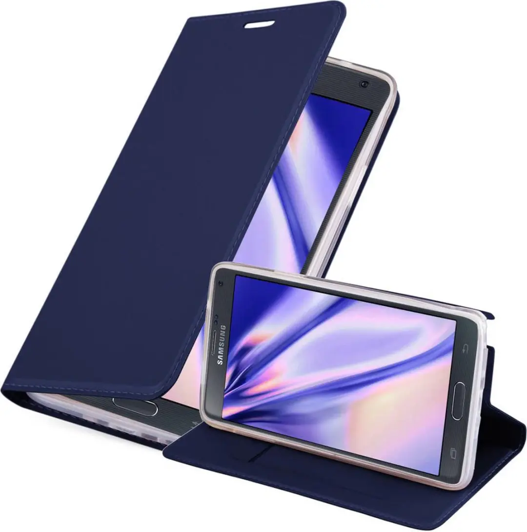 Cadorabo Hoesje geschikt voor Samsung Galaxy NOTE 4 in CLASSY DONKER BLAUW
