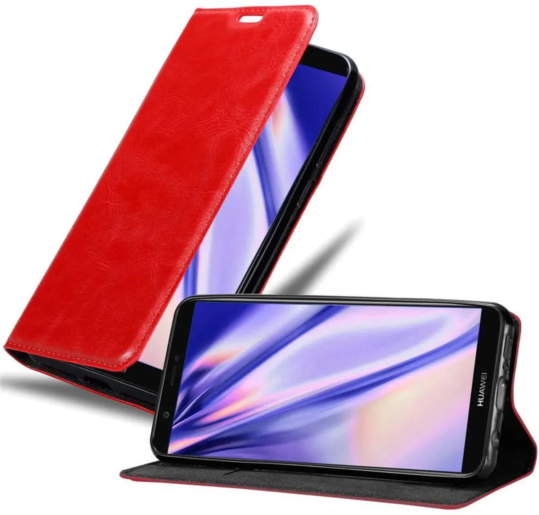 Cadorabo Hoesje geschikt voor Huawei P SMART 2018 / Enjoy 7S in APPEL ROOD