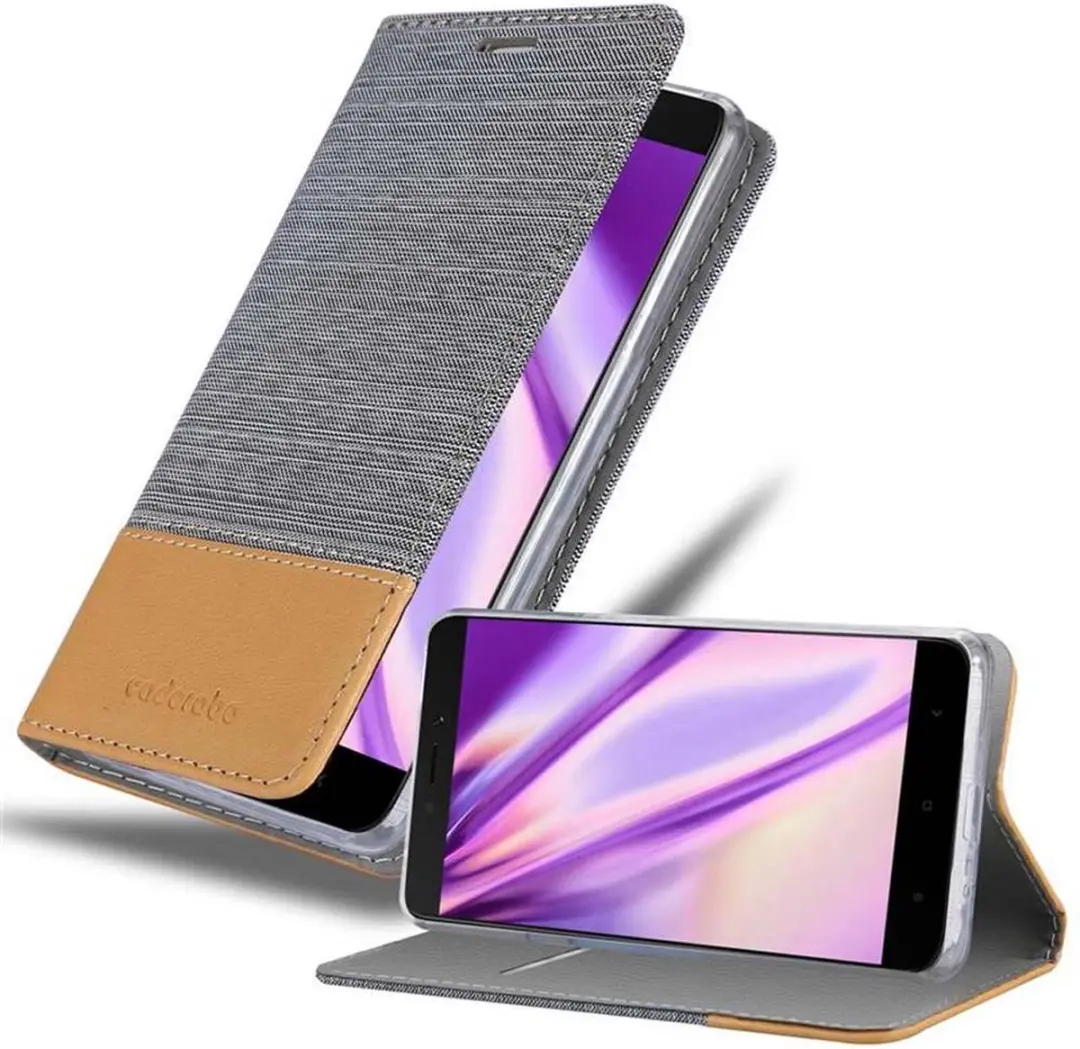 Cadorabo Hoesje geschikt voor Xiaomi RedMi 5A in LICHTGRIJS BRUIN - Beschermhoes met magnetische sluiting, standfunctie en kaartvakje Book Case Cover Etui