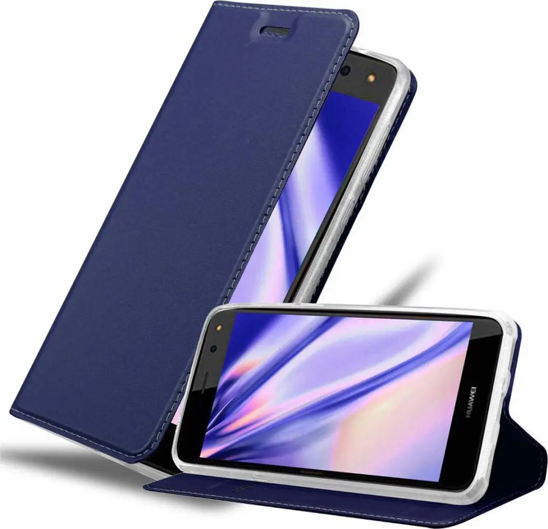 Cadorabo Hoesje geschikt voor Huawei Y5 2017 / Y6 2017 in CLASSY DONKER BLAUW