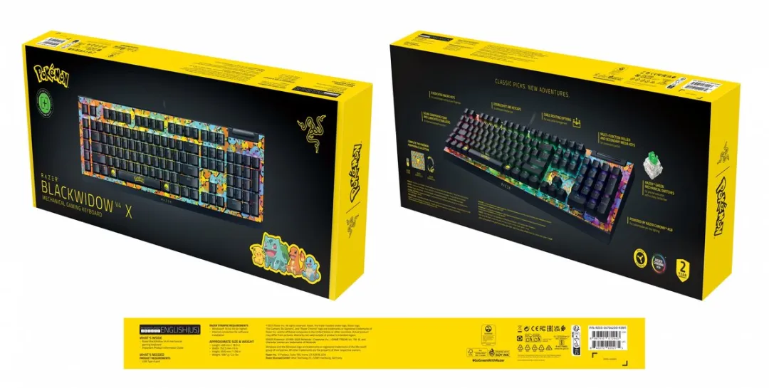 Razer BlackWidow V4 X RZ03-04704200-R3M1 Gaming Toetsenbord - Green Switch - Pokémon Kanto Starters - afbeelding 6 van 6