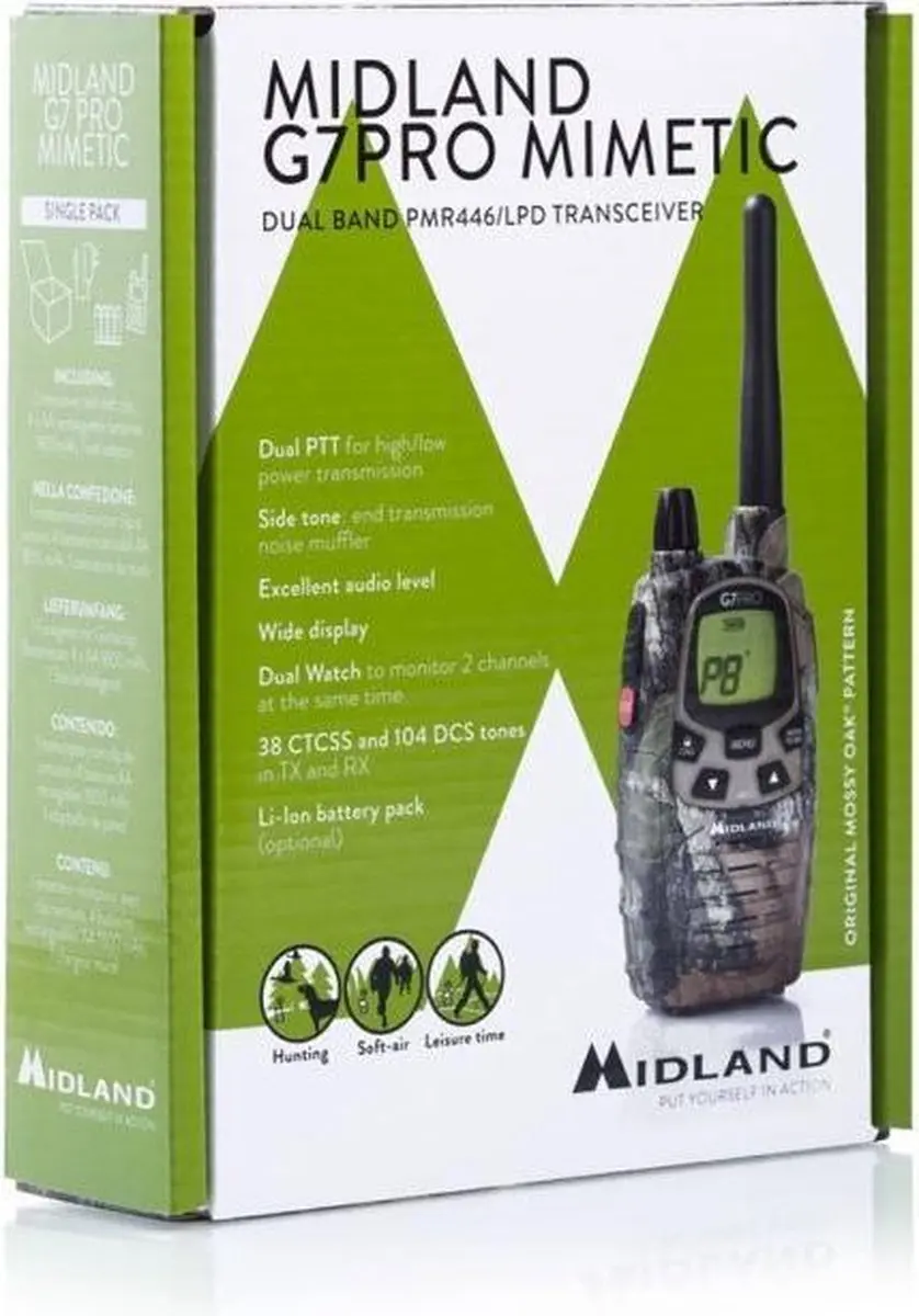 Midland G7 Pro C1090.15 Portofoon PMR446 - Camouflage - afbeelding 6 van 6