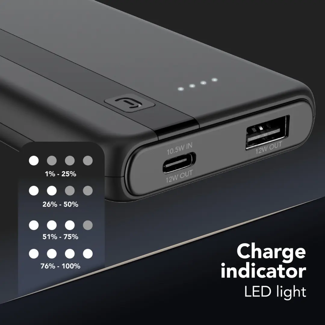 Cellularline Entry PBENTRY5000K Powerbank 5000mAh - Zwart - afbeelding 2 van 6