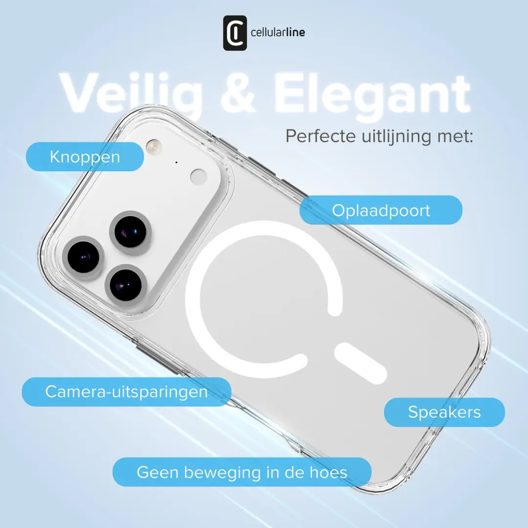 Cellularline GLOSSMAGIPH17PRMT Hoes iPhone 17 Pro Max - Transparant - afbeelding 4 van 6